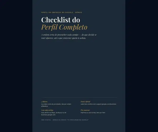 Leve o Checklist de Otimização junto