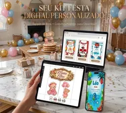 Kit Festa Encantada – Topo de Bolo + Convites digitais + Bônus