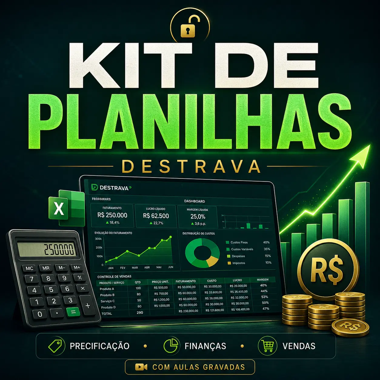 Planilhas Destrava: Precificação, Finanças e Vendas