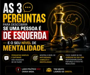 As 3 perguntas para descobrir se uma pessoa é de esquerda —  e o seu nível de mentalidade.