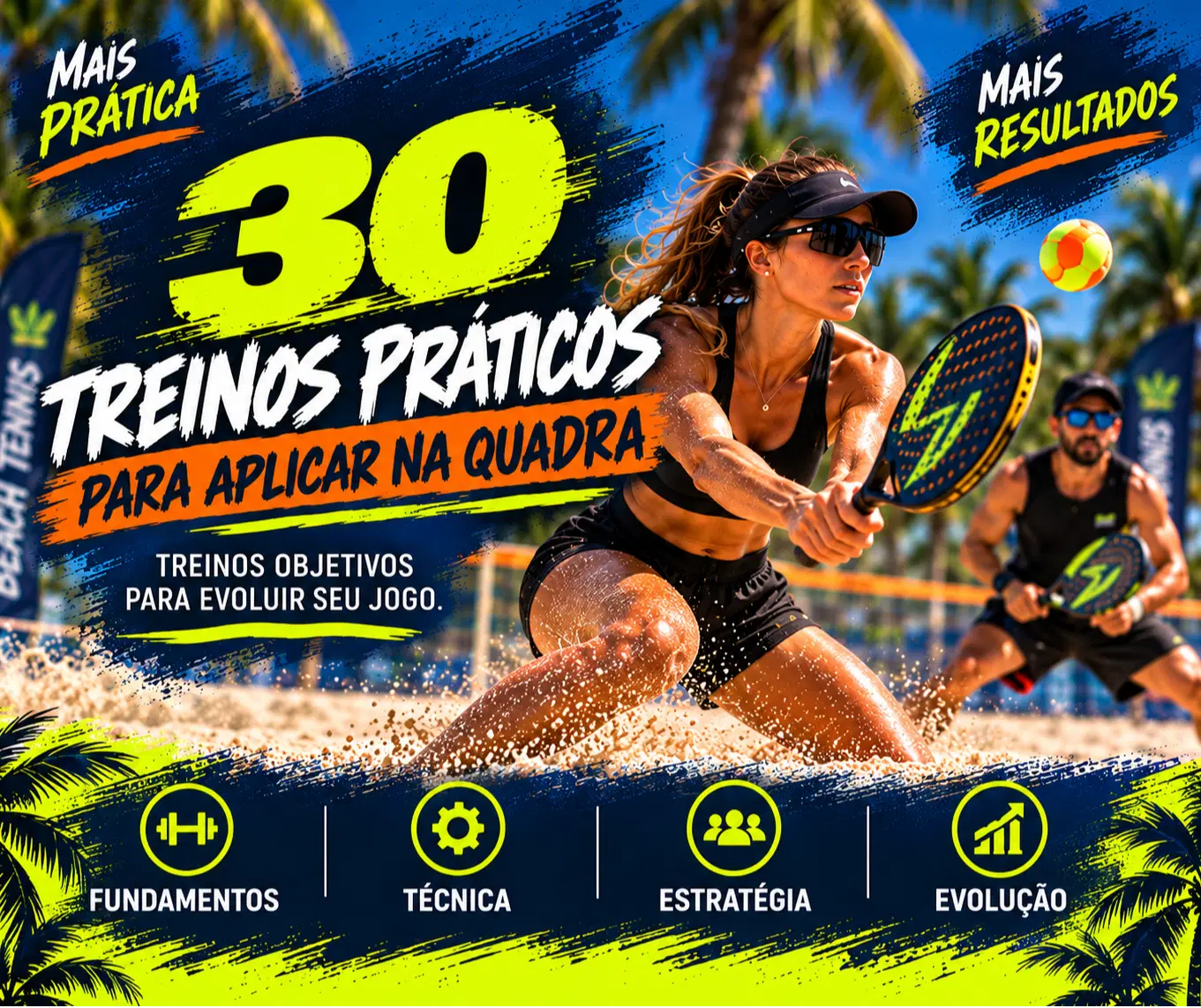 Transforme conhecimento em evolução real. São 30 treinos objetivos para melhorar posicionamento, tomada de decisão, ataque, defesa, movimentação e jogo em dupla.