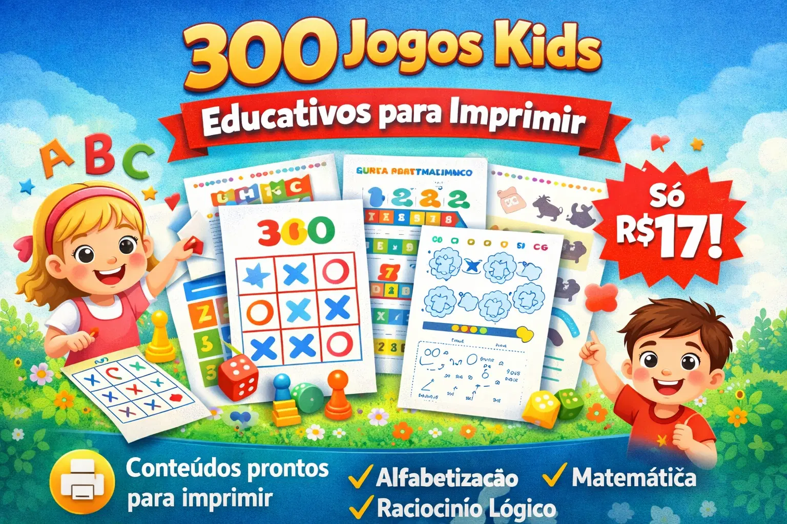 Transforme o aprendizado em diversão!  Jogos de:  alfabetização,  matemática básica,  raciocínio lógico