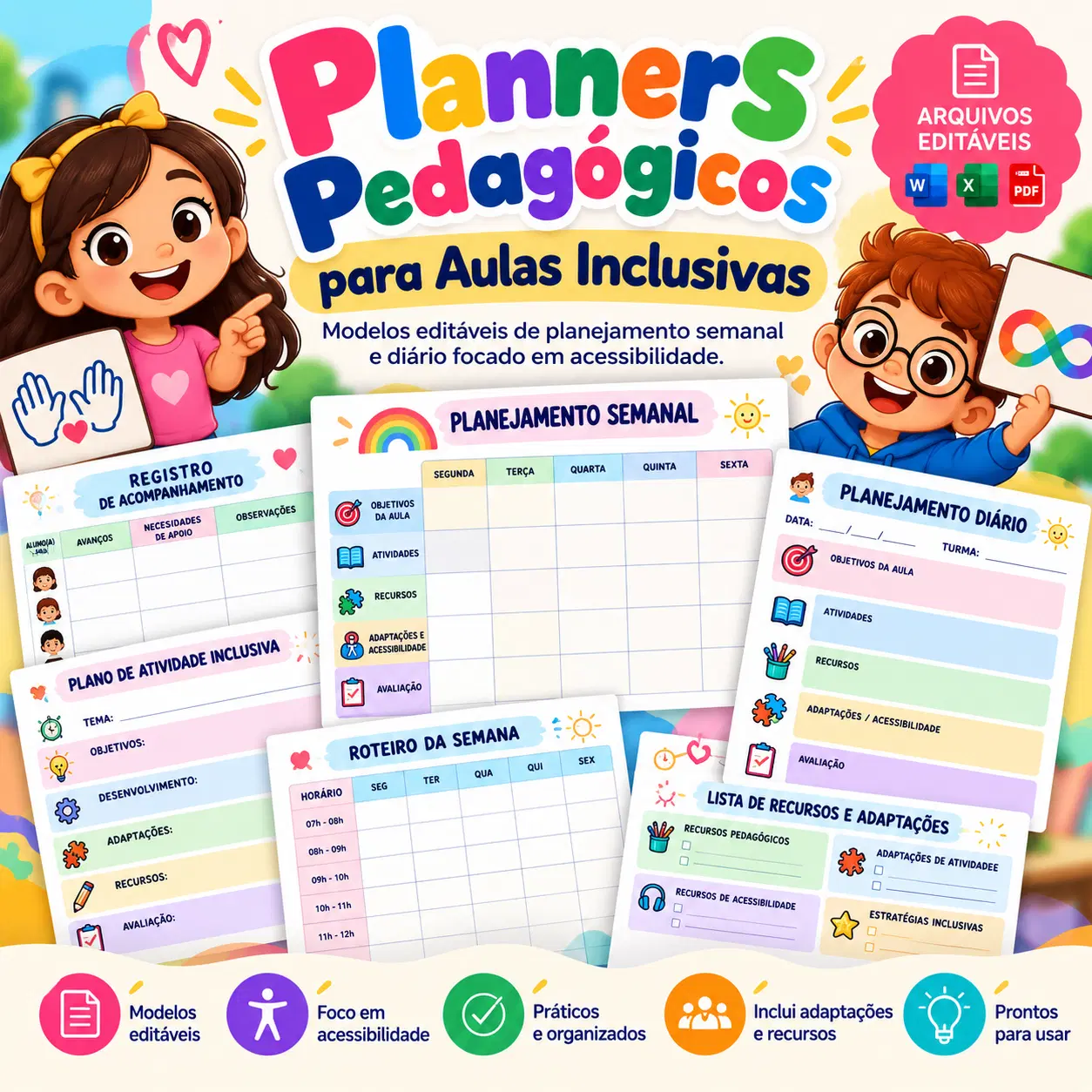 PLANNER SEMANAL PARA CRONOGRAMA DE AULA -  EDITÁVEL EM POWERPOINT