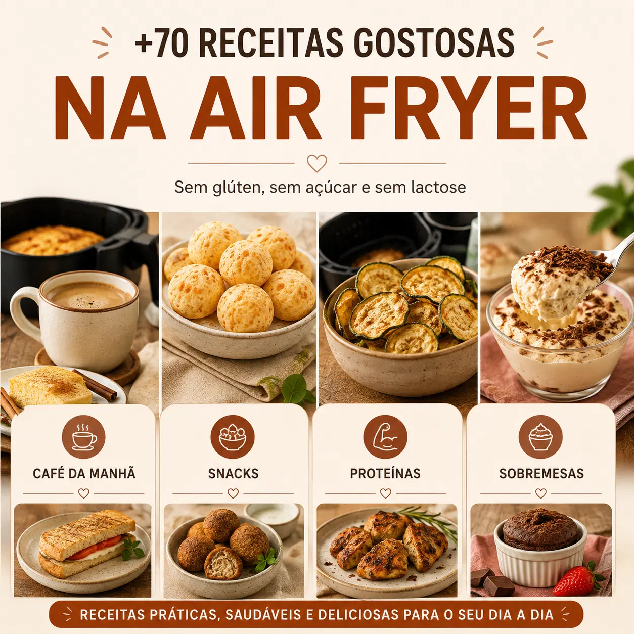70 Receitas AIR FRYER Sem Glútem Sem Açucar Sem Lactose