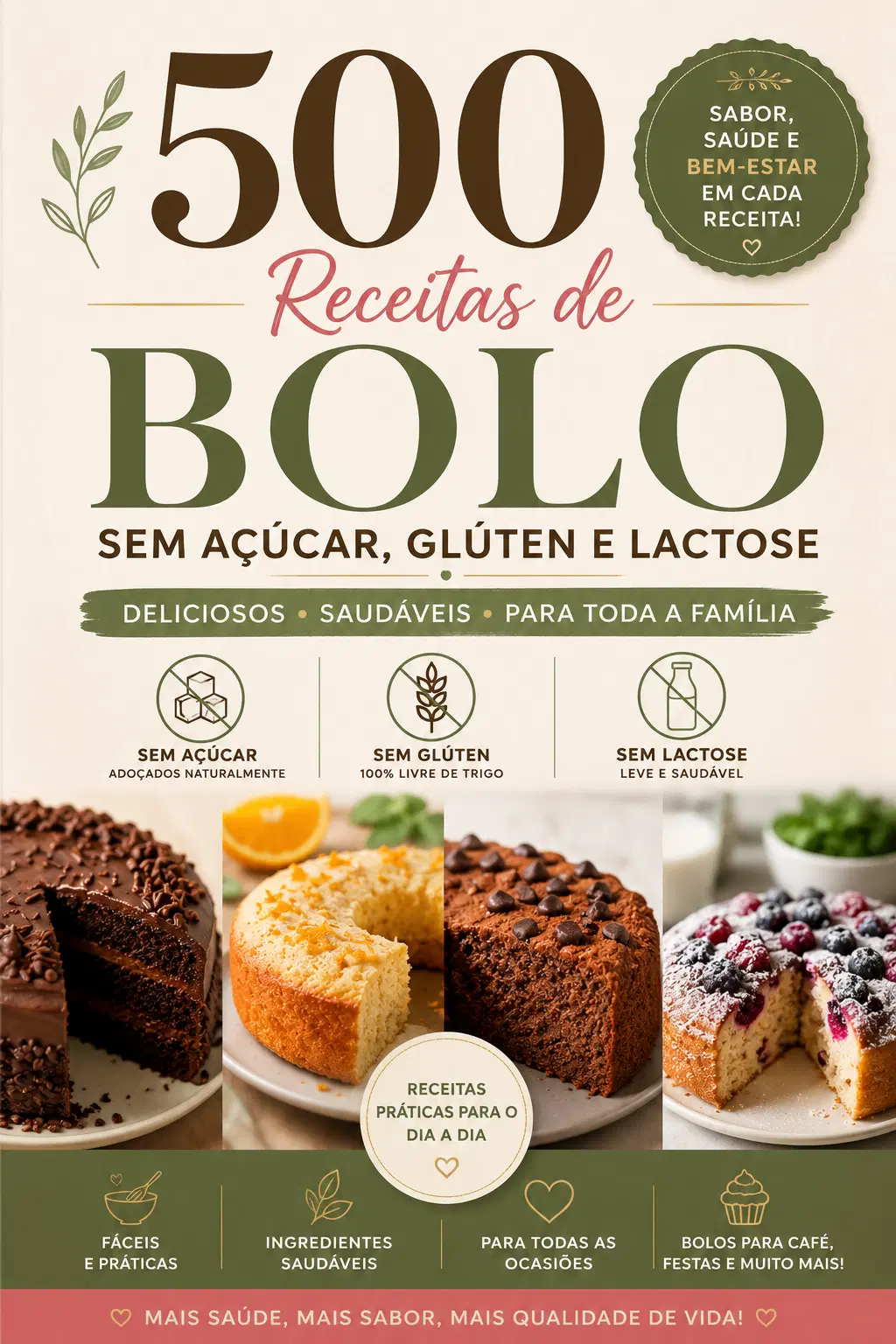 500 bolos sem açúcar, glúten e lactose