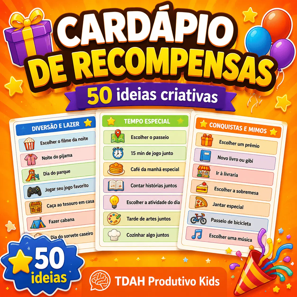 Cardápio de Recompensas Kids