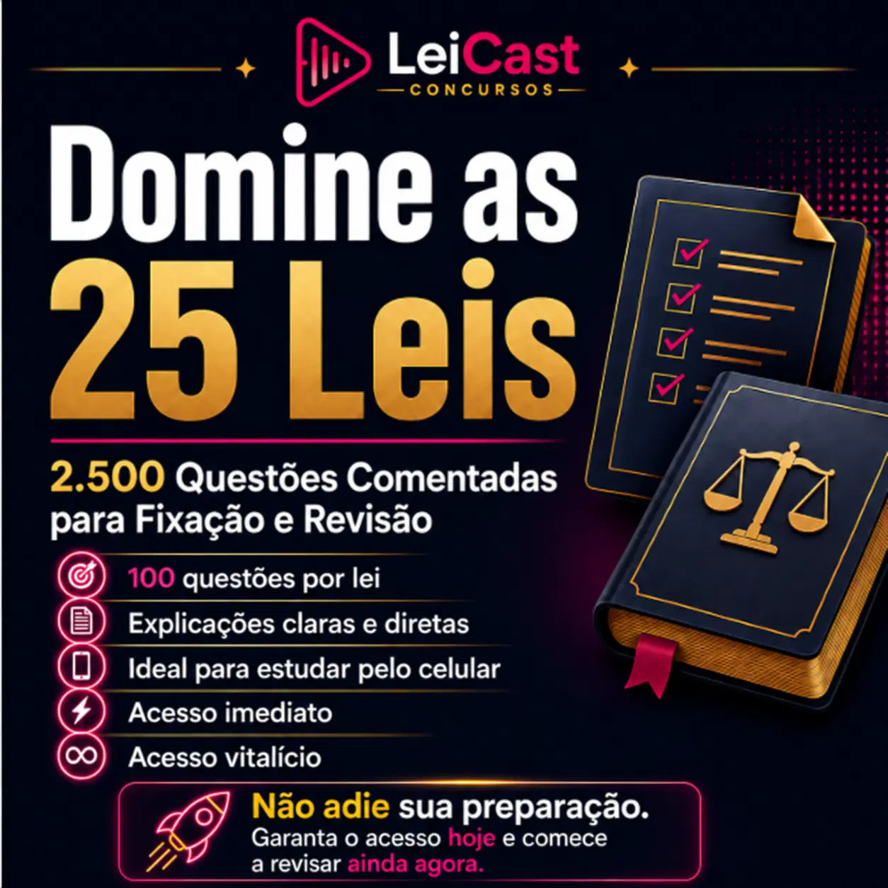 Domine as 25 Leis — 2.500 Questões Comentadas