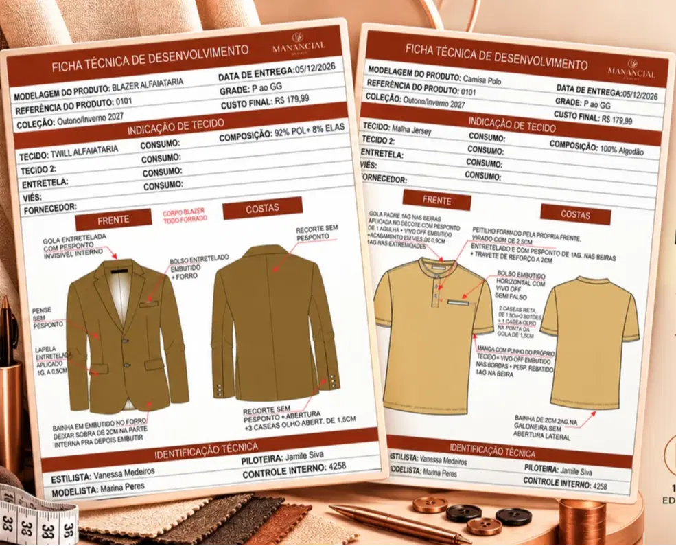 PACK COM + DE 130 FICHAS TÉCNICAS MASCULINA PROFISSIONAL