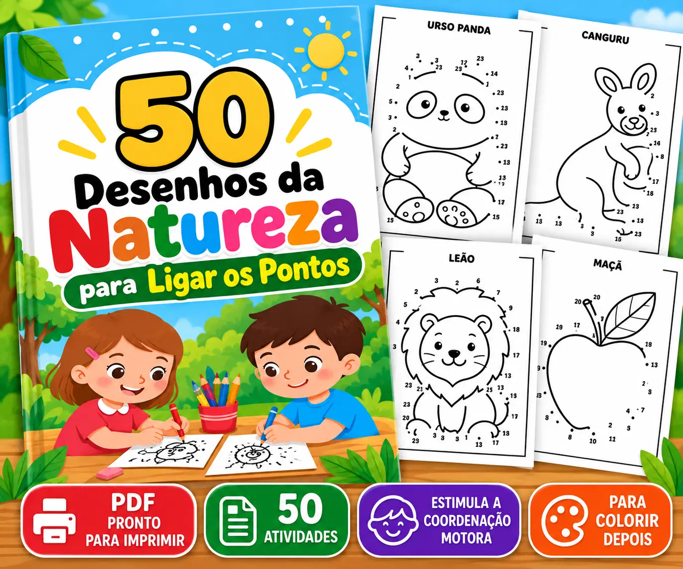 50 Desenhos da Natureza para Ligar os Pontos