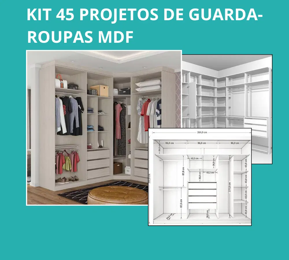 Kit com 35 Projetos Premium de Guarda-Roupas