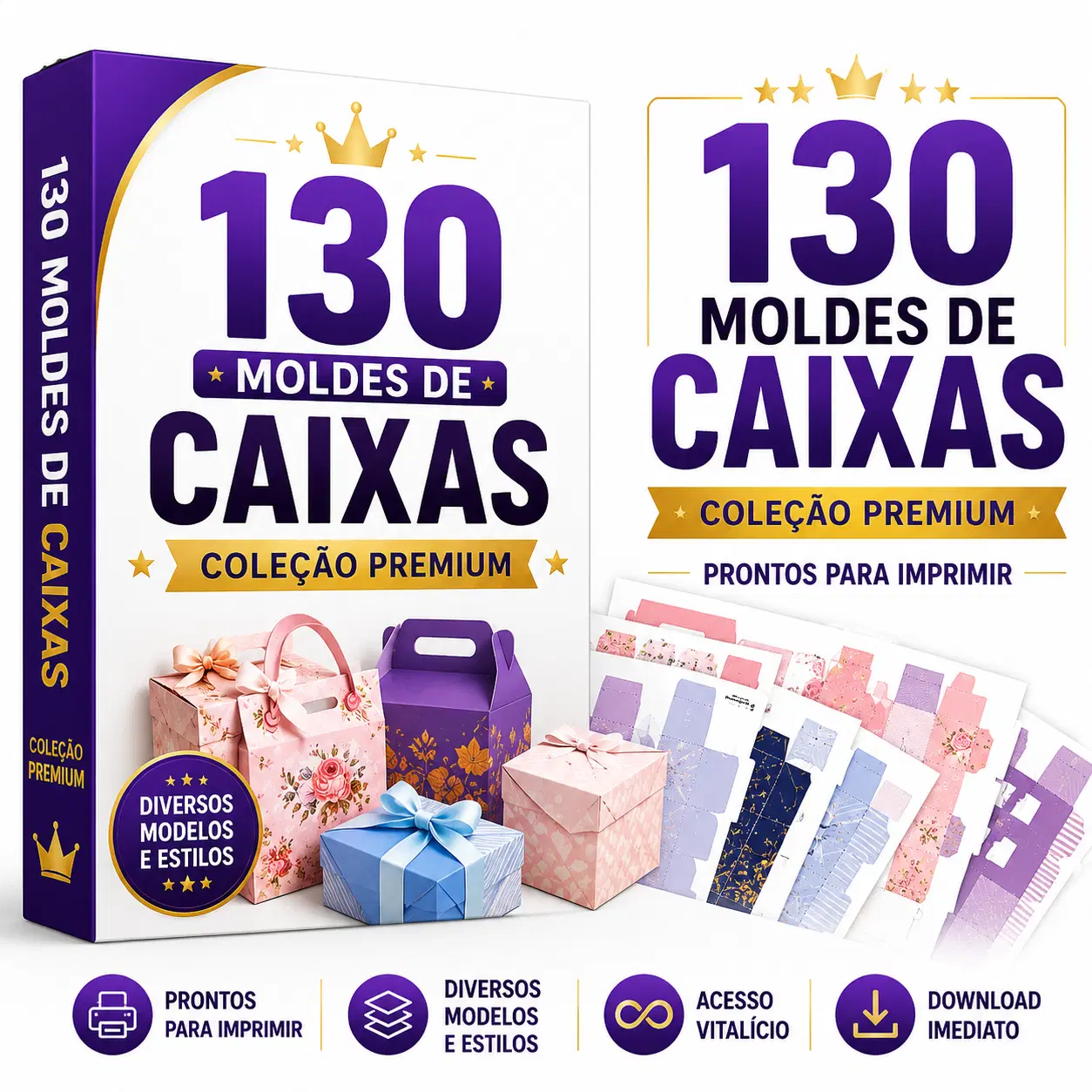 📦 130 Moldes de Caixas Premium