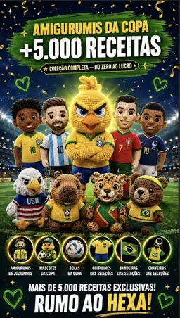 +5000  RECEITAS DE AMIGURUMIS DA COPA DO MUNDO!