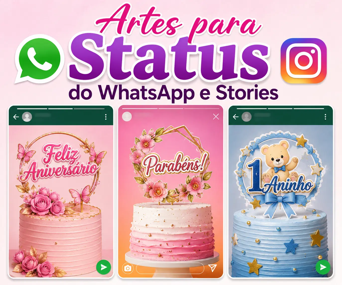 Artes para Status do WhatsApp e Stories