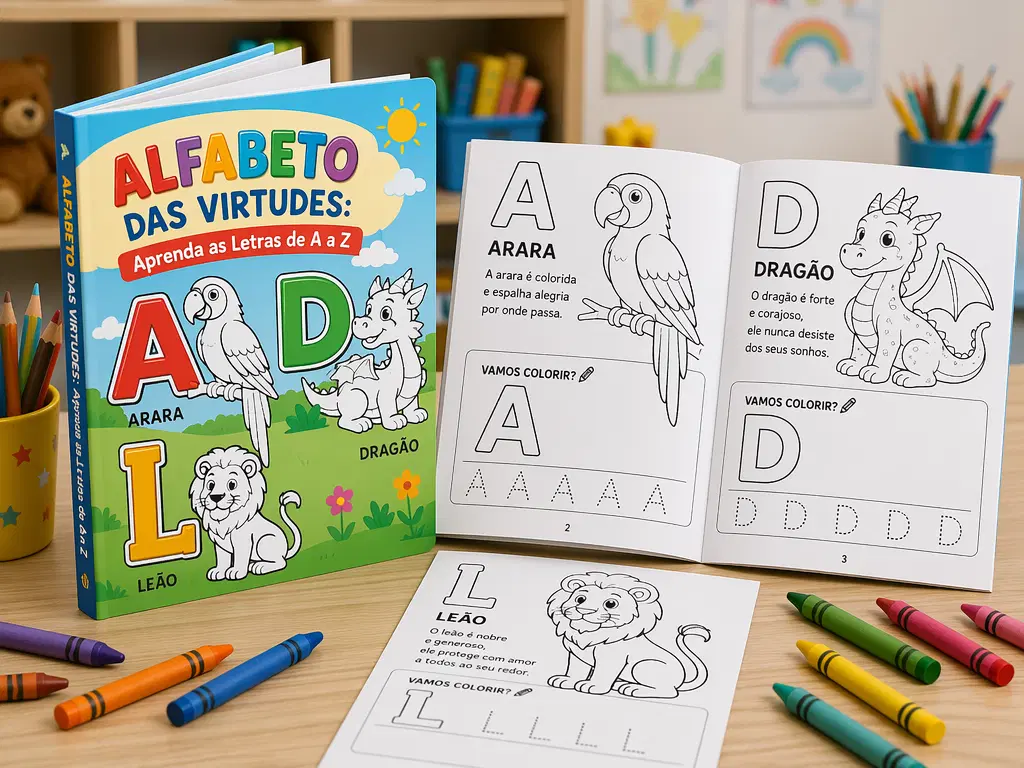 Alfabeto de A a Z com Animais para Colorir