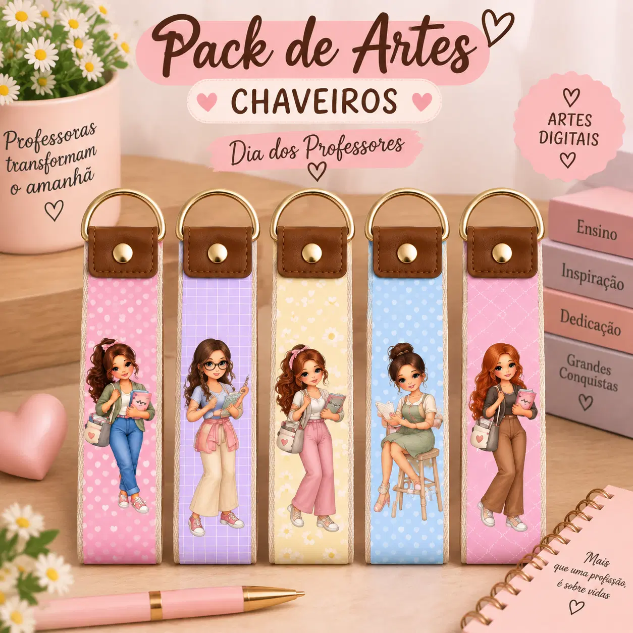 Pack Arte Digital - Chaveiros Professores - CP012026