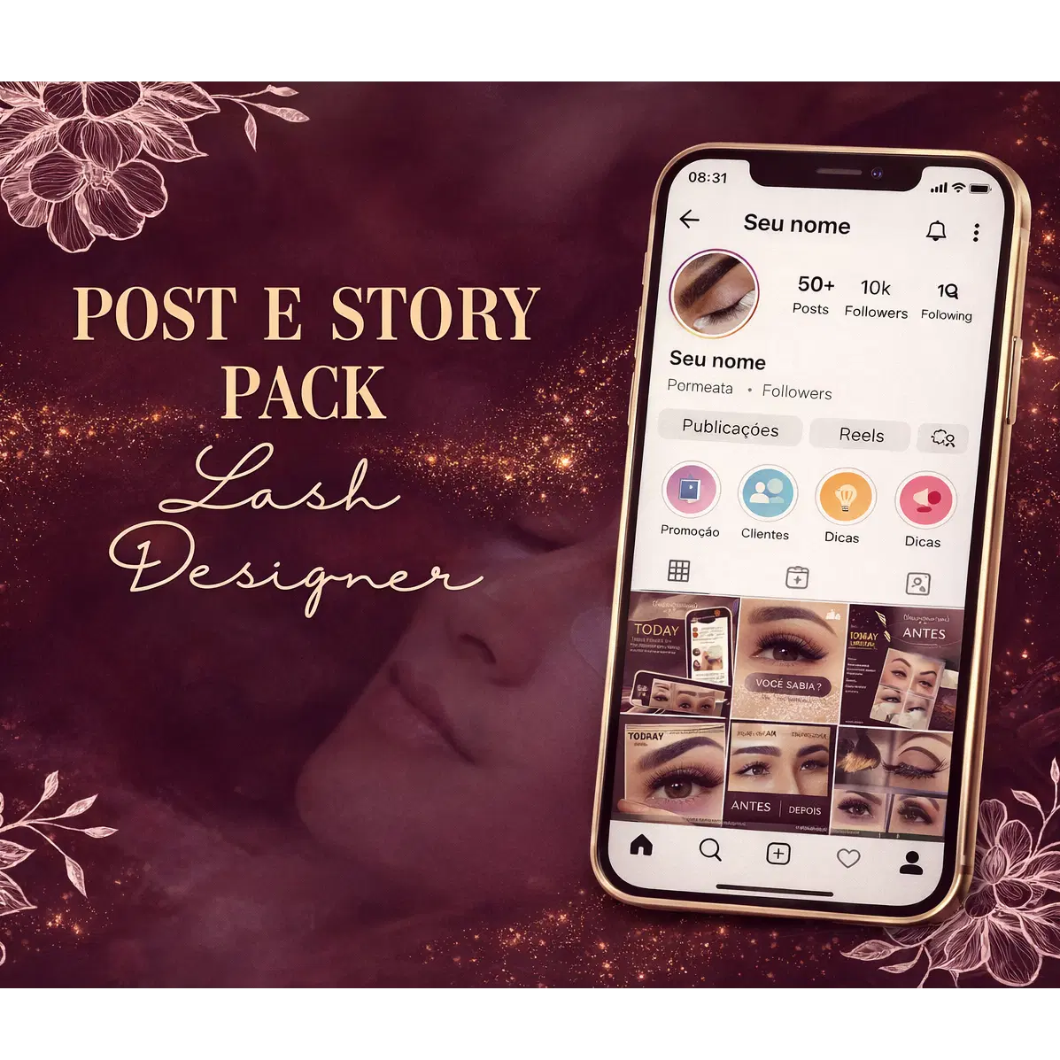 + Pack 100 Posts e 50 Stories diários p/ Lashers