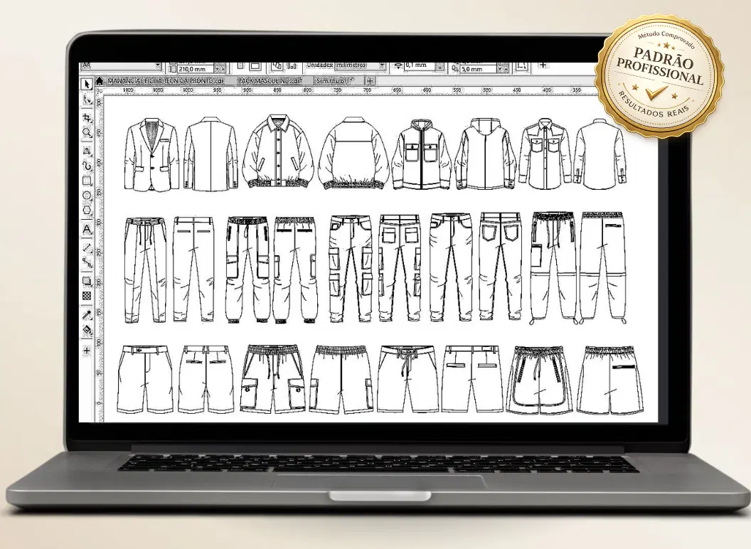 PACK COM + DE 170 DESENHOS TÉCNICOS MASCULINOS