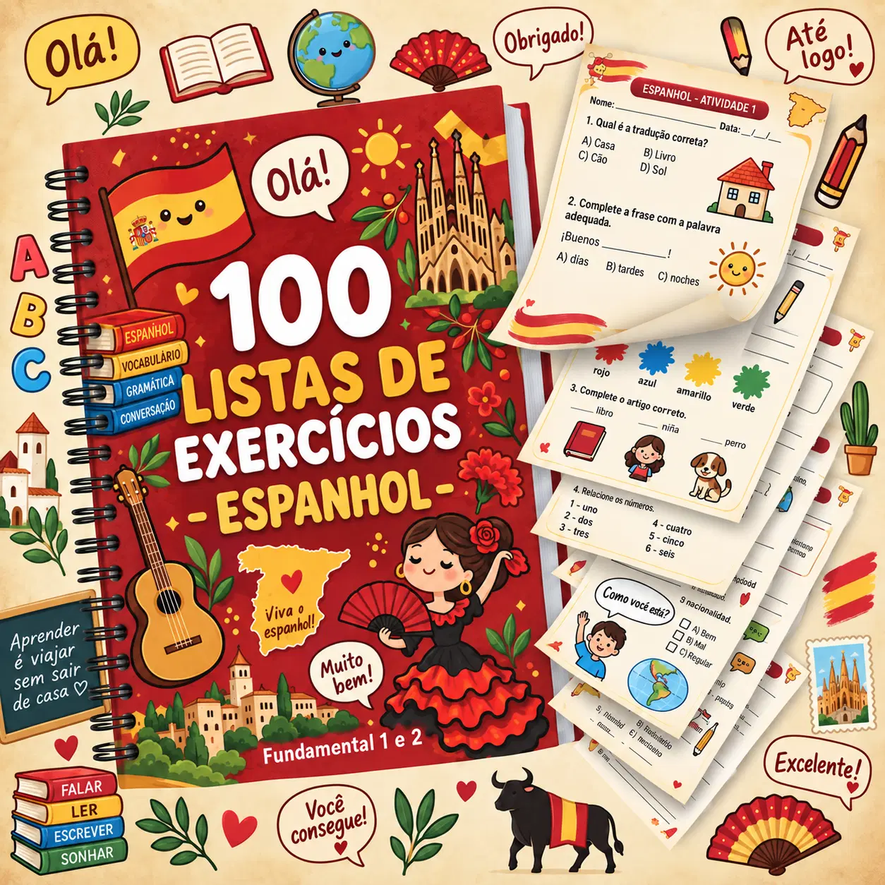 100 LISTAS DE EXERCÍCIOS DE ESPANHOL