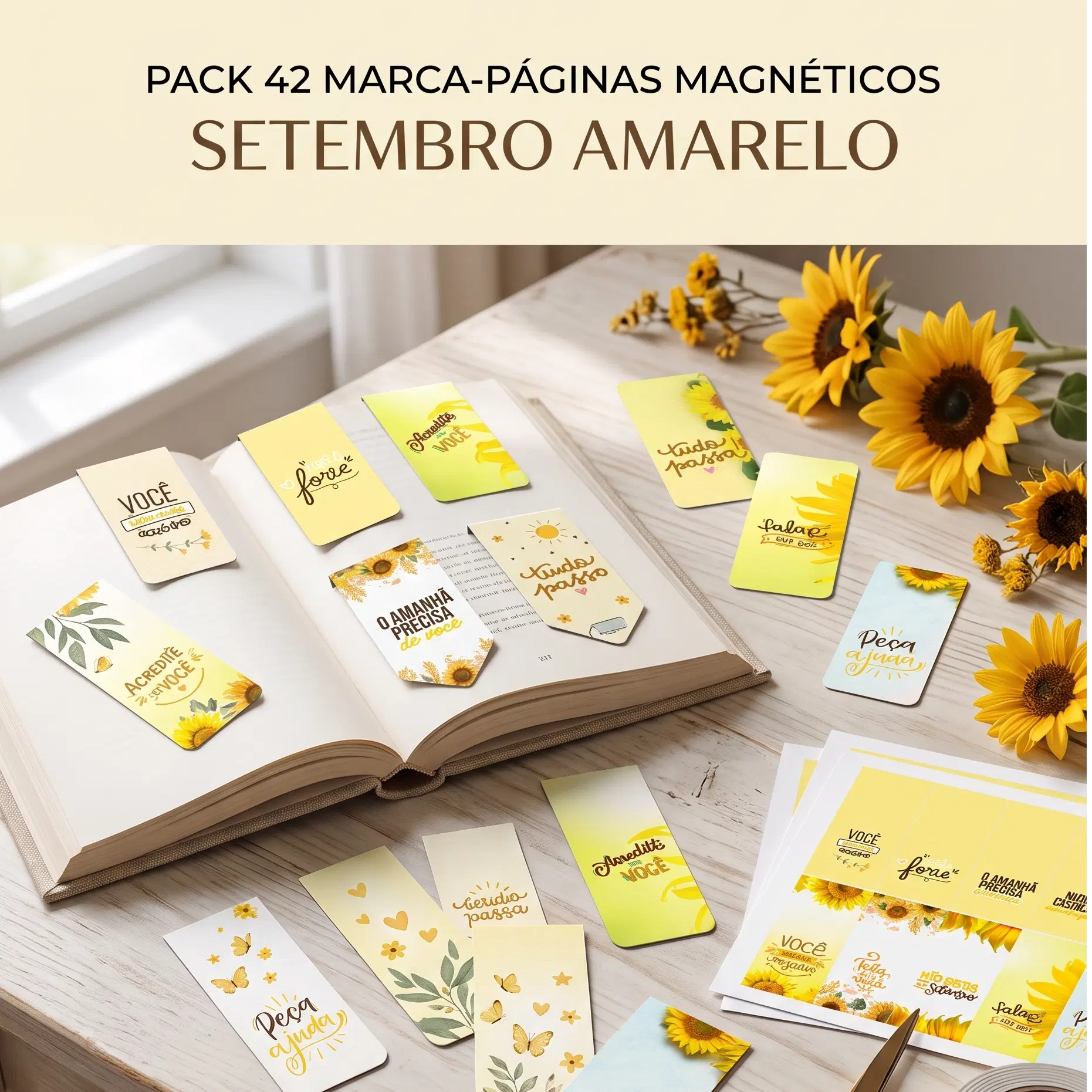 42 Marca-Páginas Magnéticos – Setembro Amarelo