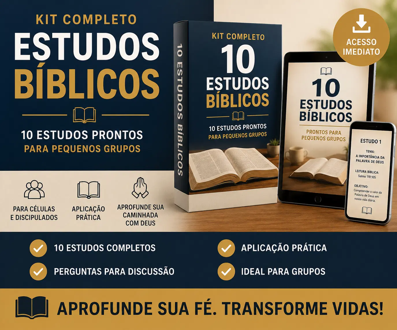Kit Completo de Estudos Bíblicos 10 estudos prontos para pequenos grupos