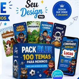 PACK BLUE - Os Melhores Kits Editáveis para Festas de Aniversário