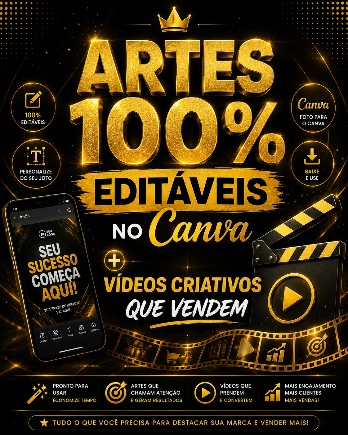 ARTES EDITÁVEIS + VÍDEOS CRIATIVOS QUE VENDEM