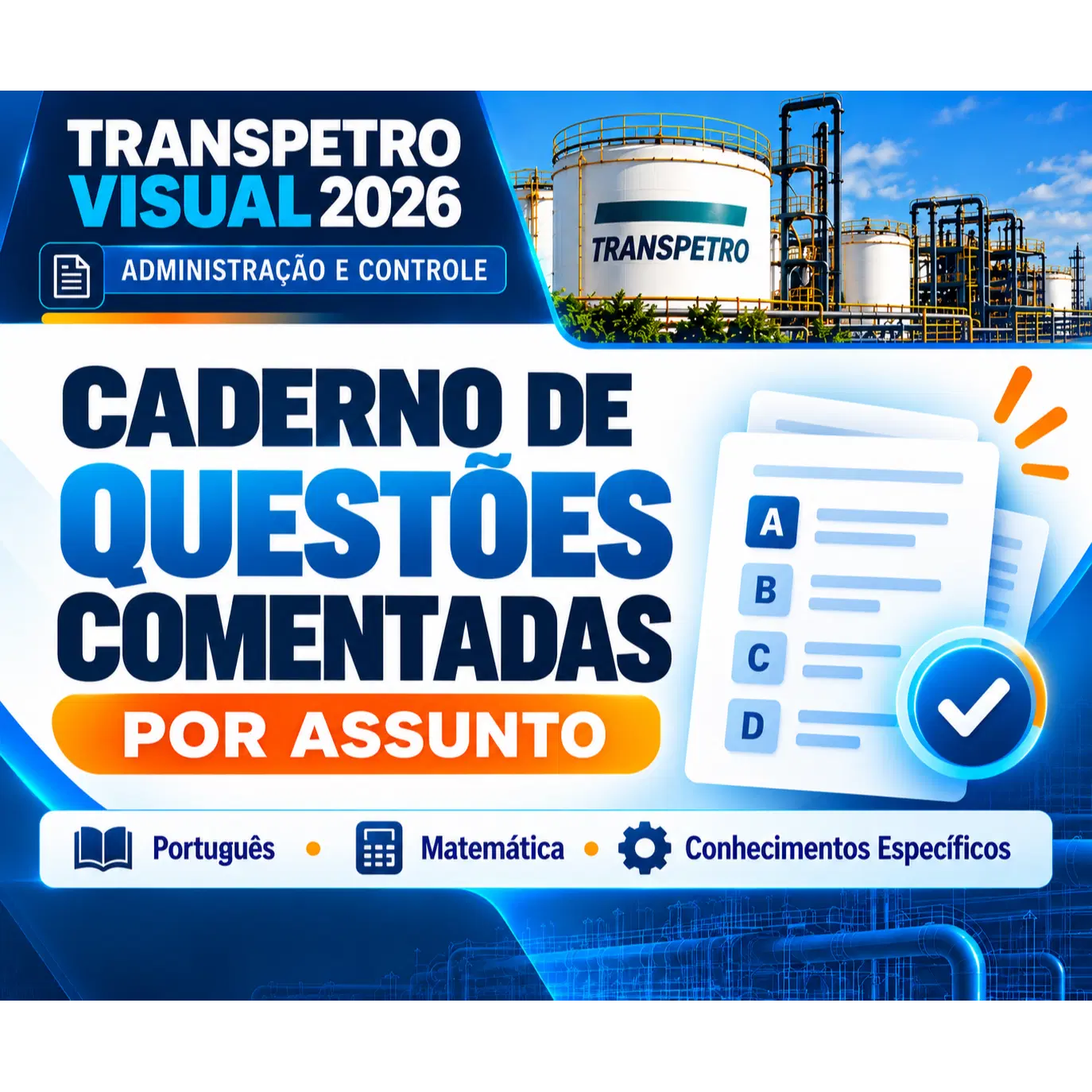 Transforme estudo em pontos na prova. Tenha um caderno exclusivo de questões organizadas por assunto para treinar exatamente os conteúdos de Administração e Controle. Resolva, confira o gabarito e identifique rapidamente os temas em que você ainda precisa