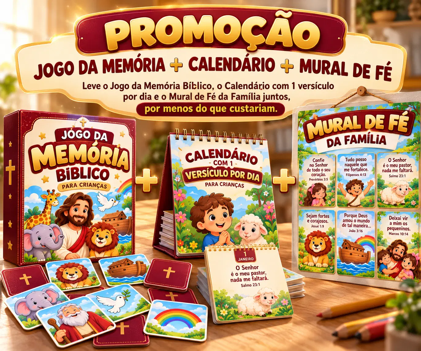 Promoção : Jogo da Memória + Calendário + Mural de Fé