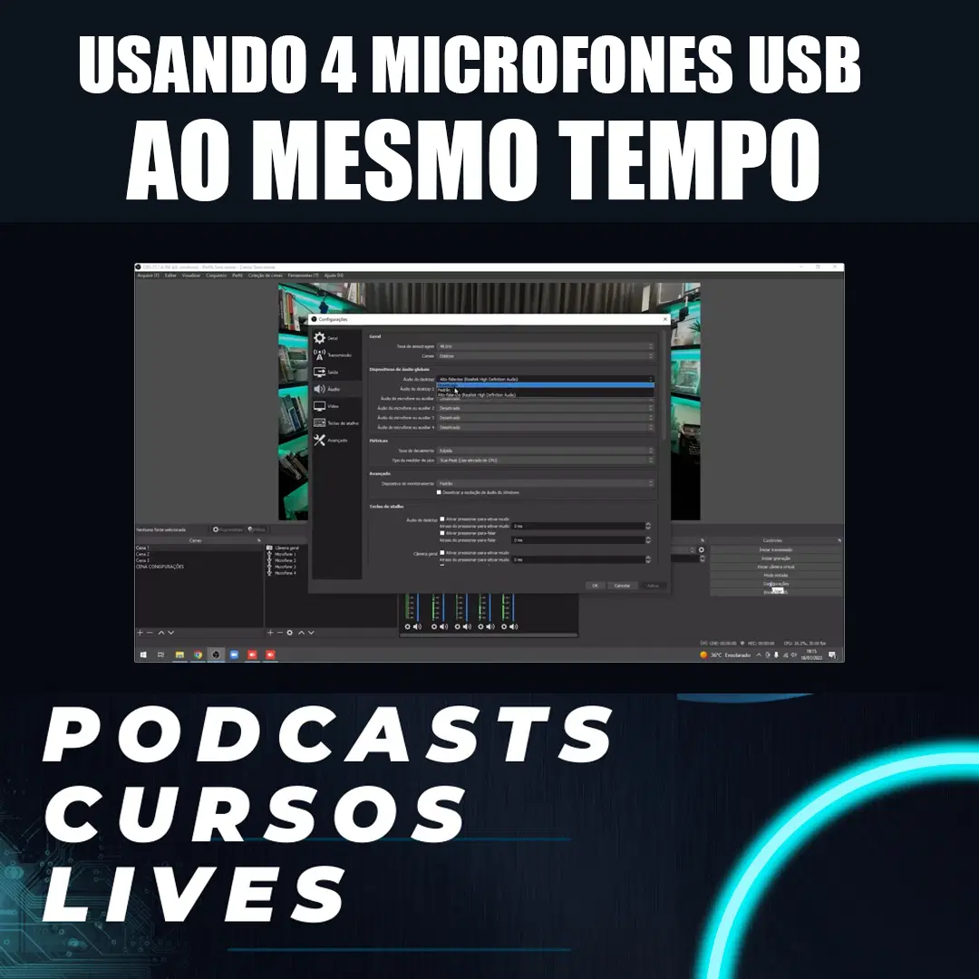 OTIMIZAÇÕES PARA UTILIZAR 4 MICROFONES USB PARA PODCASTS