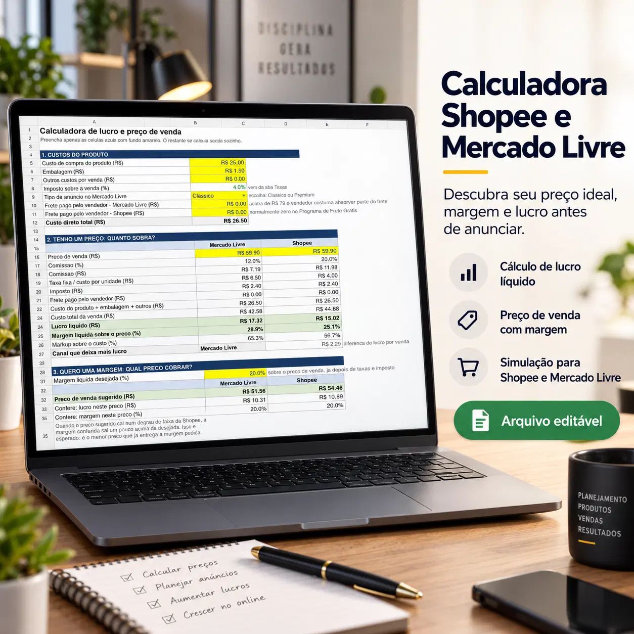 Precifique da forma certa, cálculadora Mercado Livre e Shopee | Descubra seu Lucro Real