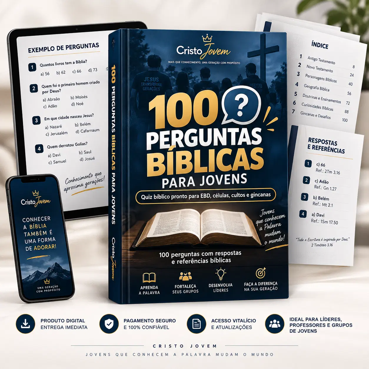🧠 100 Perguntas Bíblicas + Gabarito