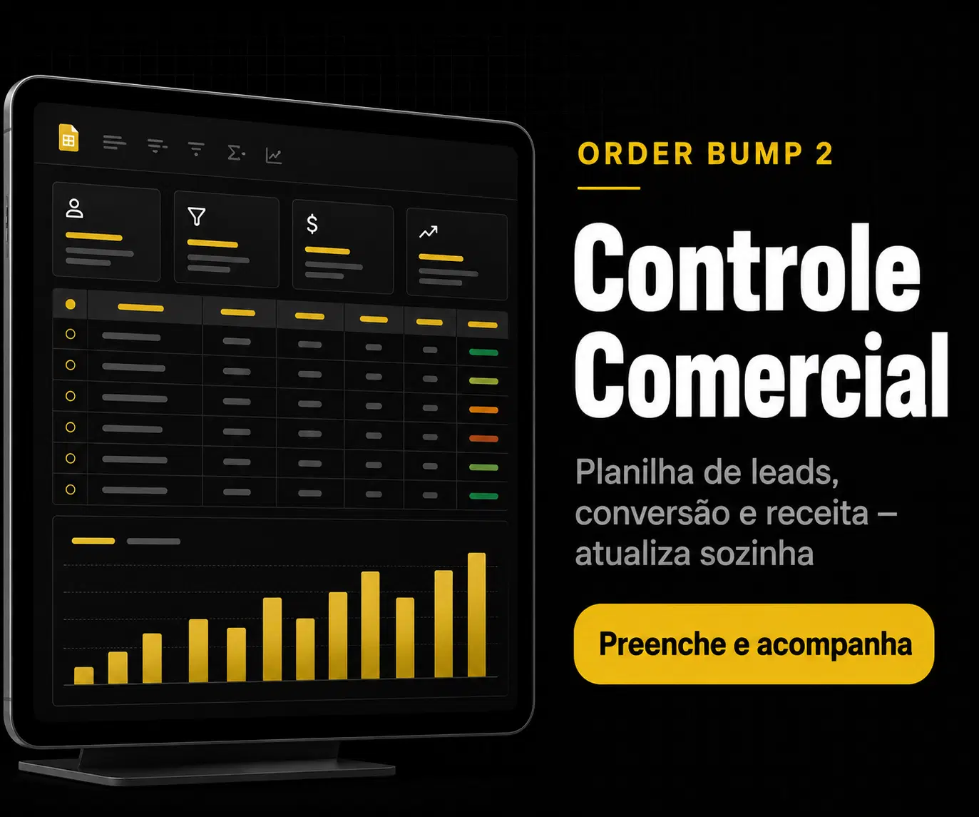 Controle Comercial — Planilha de Leads, Conversão e Receita
