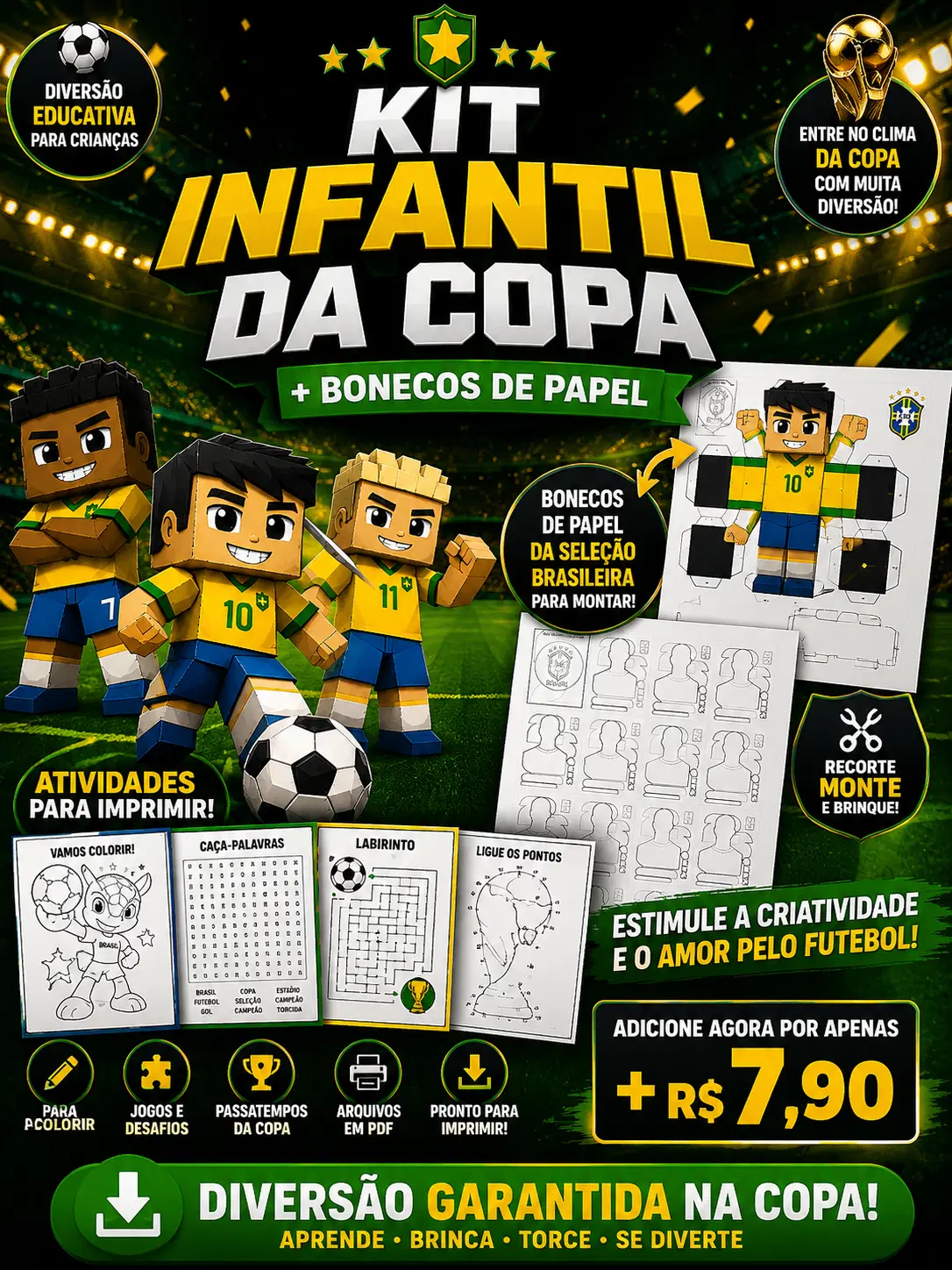 ⚽ Kit Infantil da Copa + Bonecos de Papel