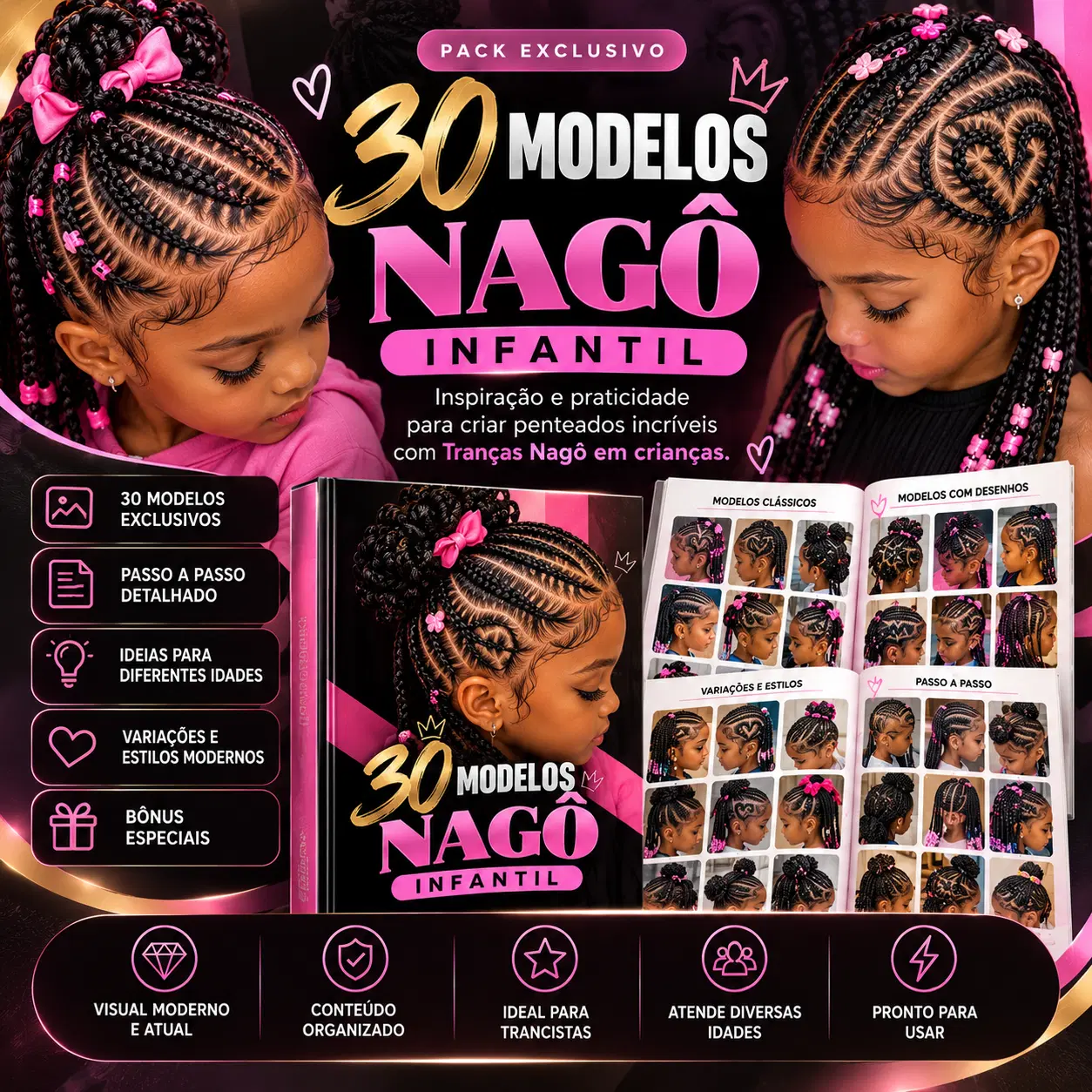 🎀 30 Modelos de Nagô Infantil