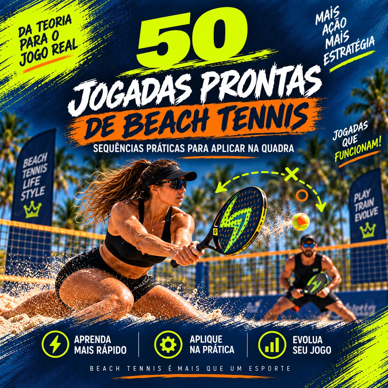 Pare de improvisar em quadra. Tenha 50 sequências prontas para saque, devolução, ataque, defesa e definição e saiba exatamente o que fazer em diferentes situações do jogo.
