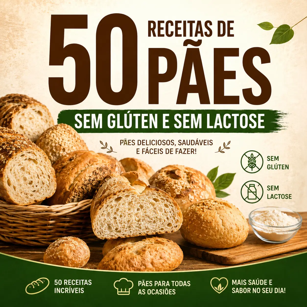 50 Pães Sem Glúten e Sem Lactose