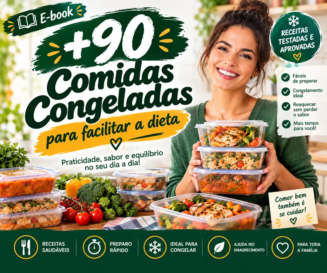 +90 Comidas congeladas para facilitar a dieta