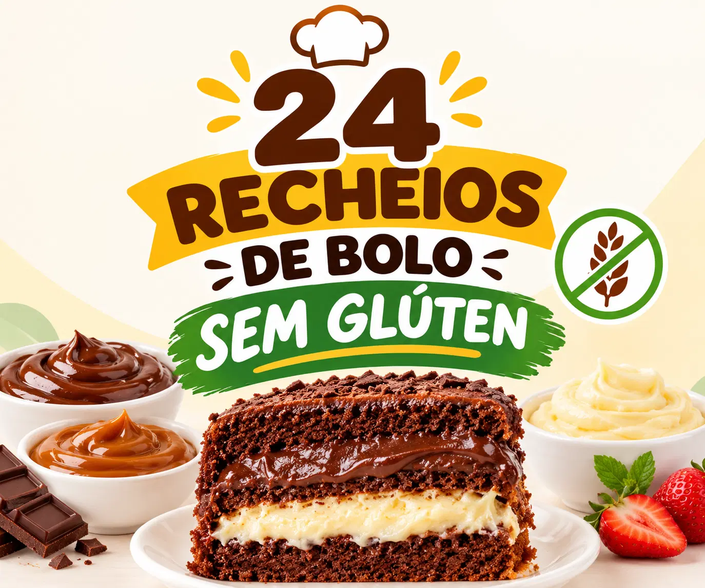 24 RECHEIOS DE BOLO SEM GLÚTEN