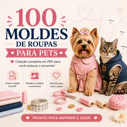 Molda Pet, coleção com 100 moldes de roupinha em PDF