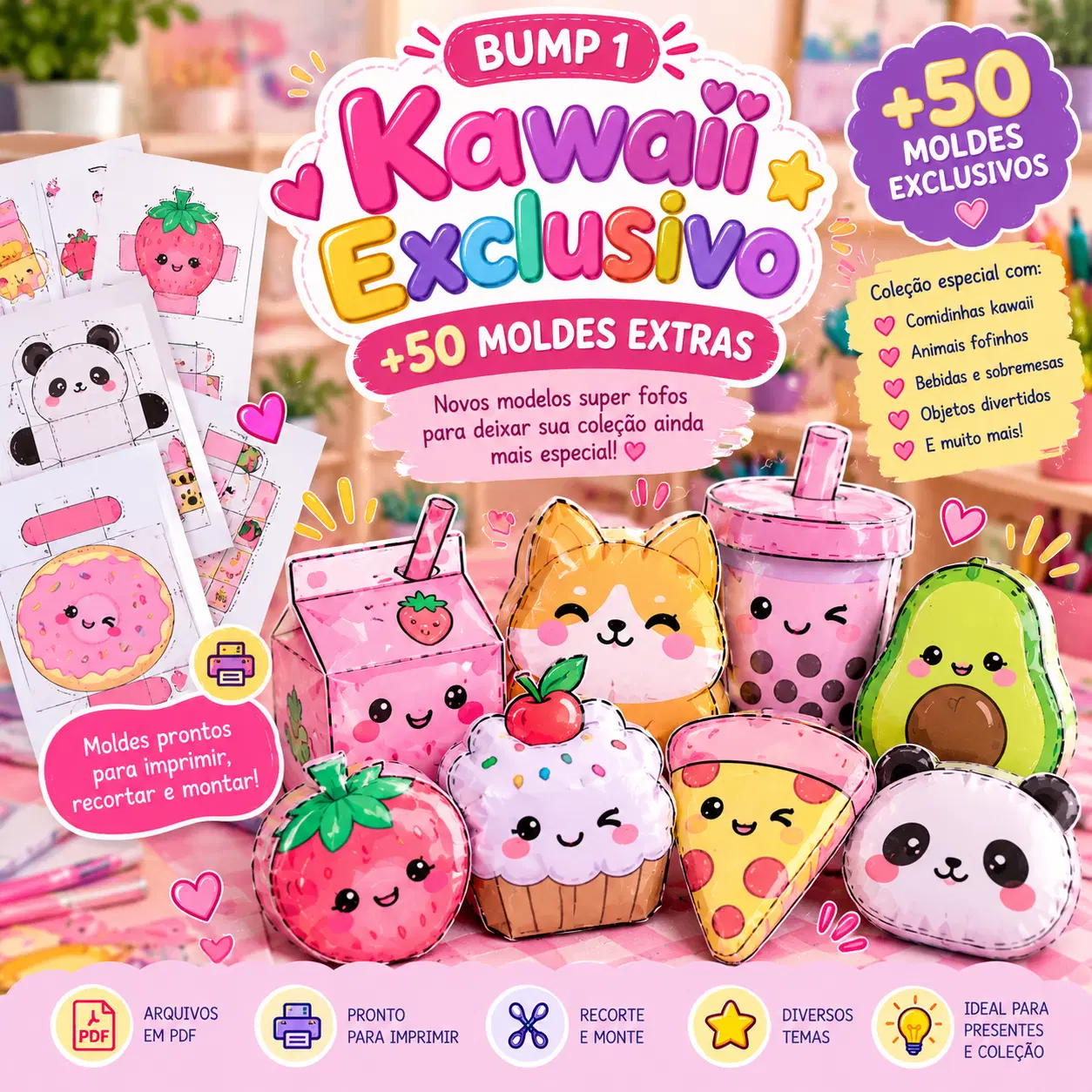 🎀 Kawaii Exclusivo — 50 Moldes Extras
