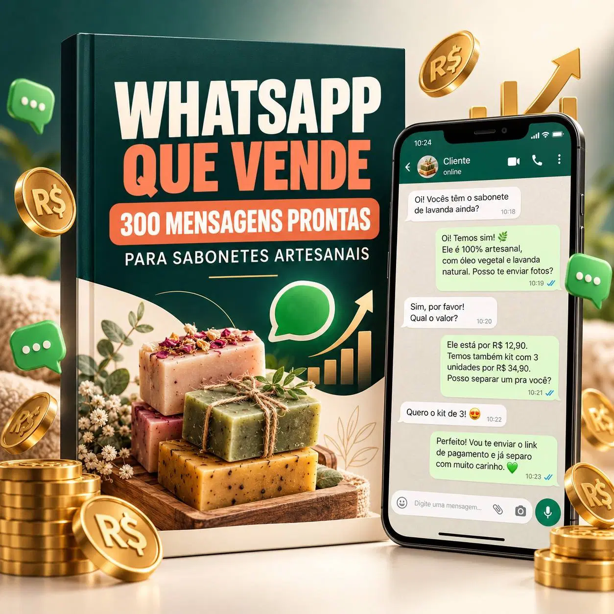 WhatsApp que Vende — 300 Mensagens Prontas para Saboneteiras Artesanais