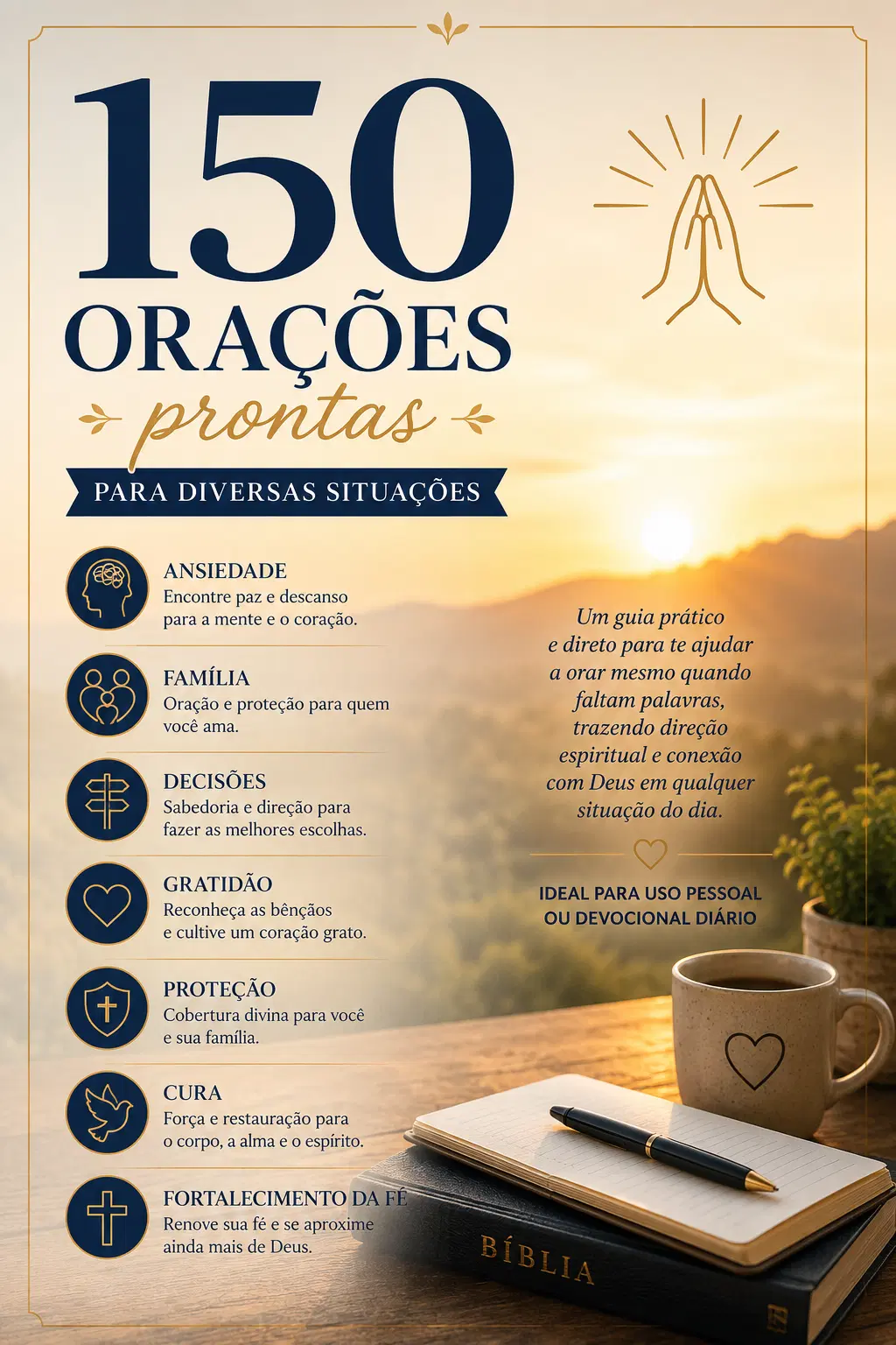 150 orações prontas para diversas situações.