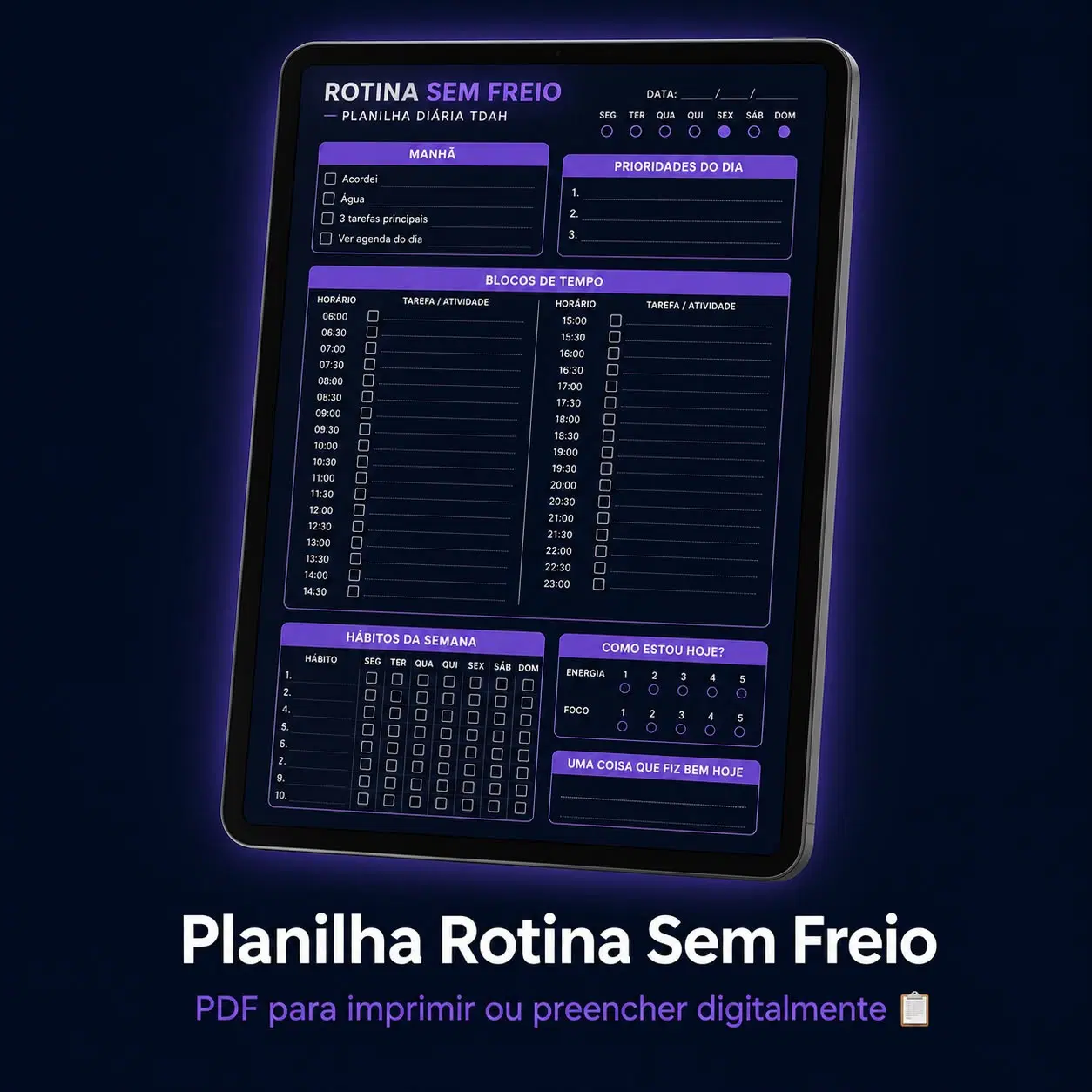 Planilha diária TDHA