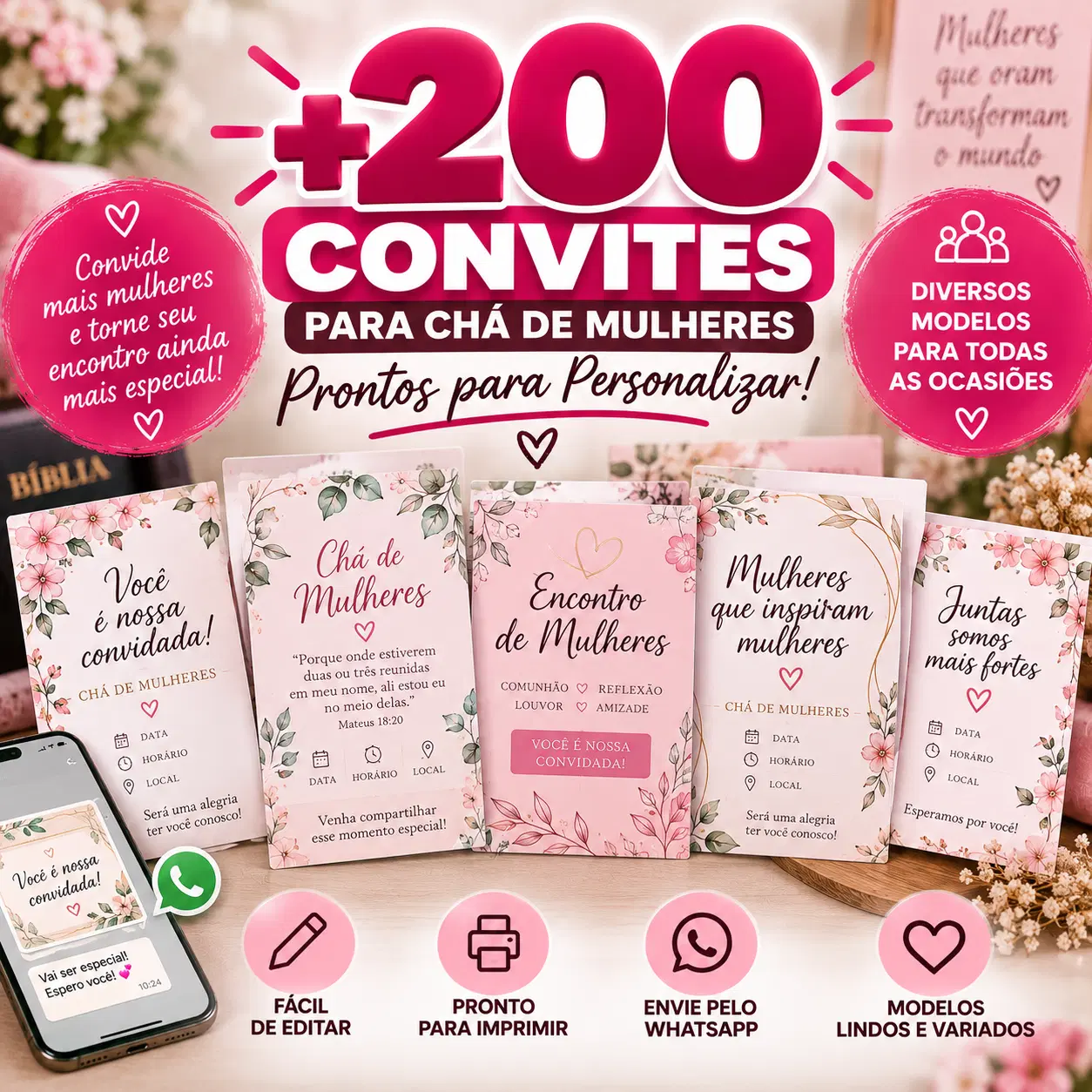 +200 Convites para Chá de Mulheres