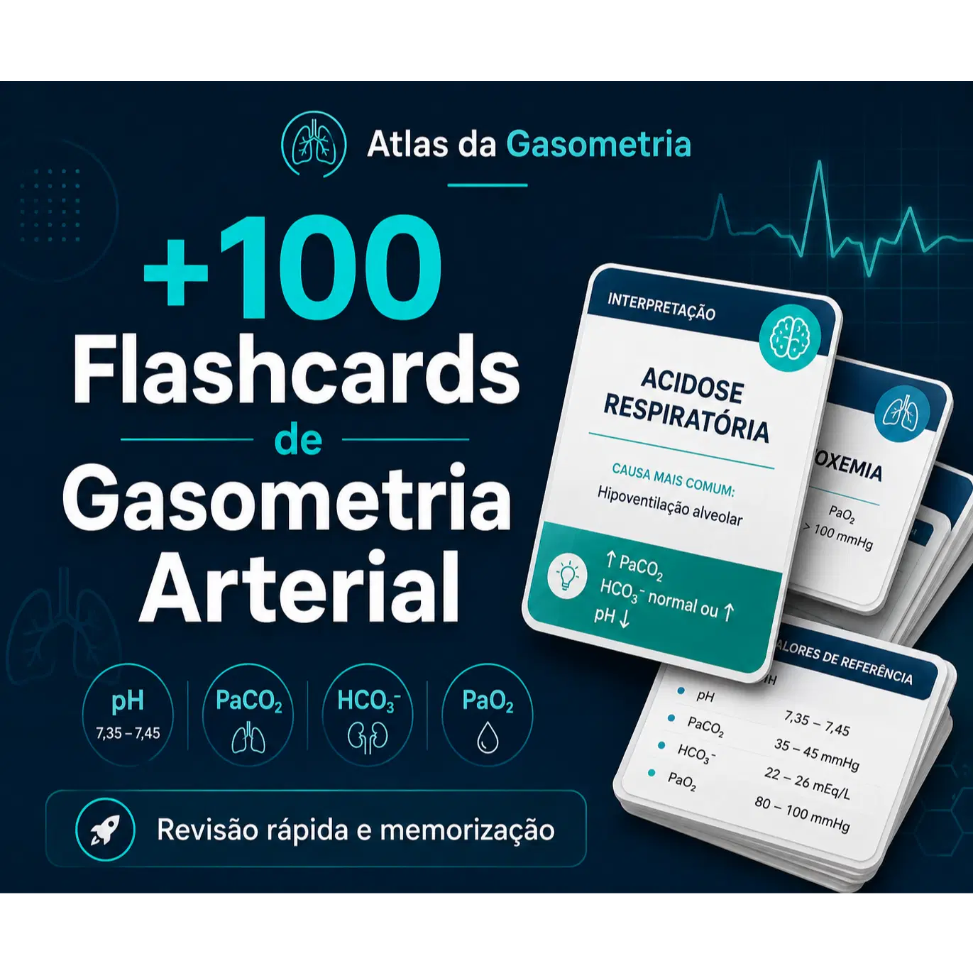 +100 Flashcards de Gasometria Arterial