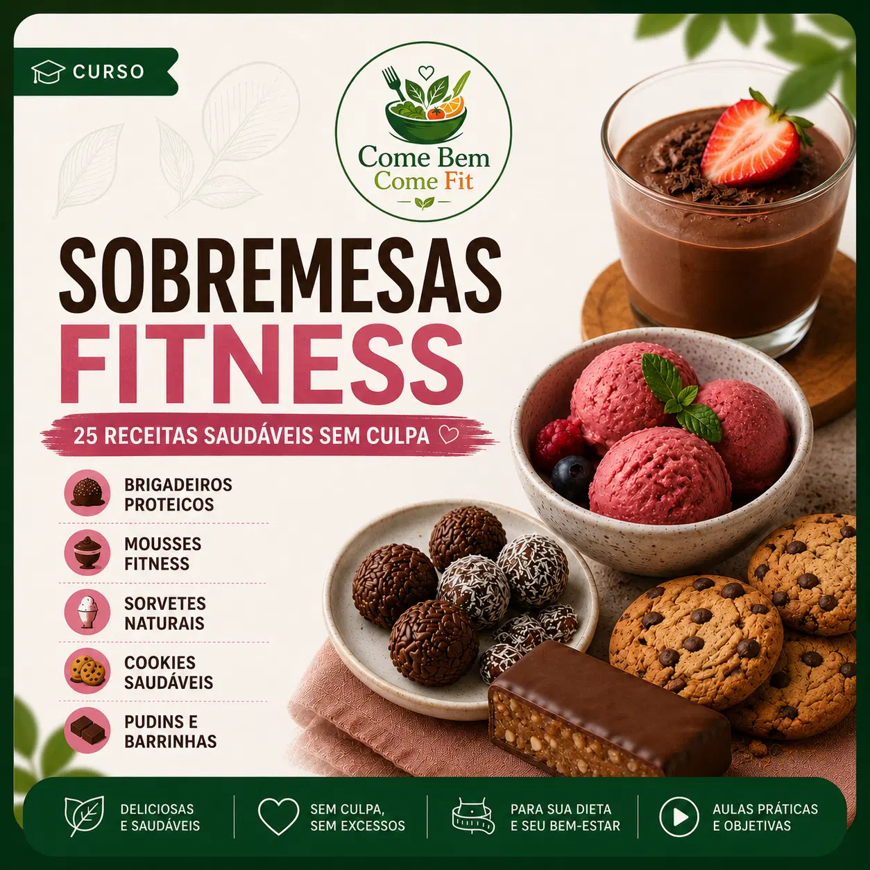 25 Sobremesas Fitness Sem Culpa