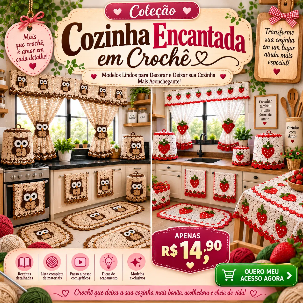 Coleção Cozinha Encantada em Crochê