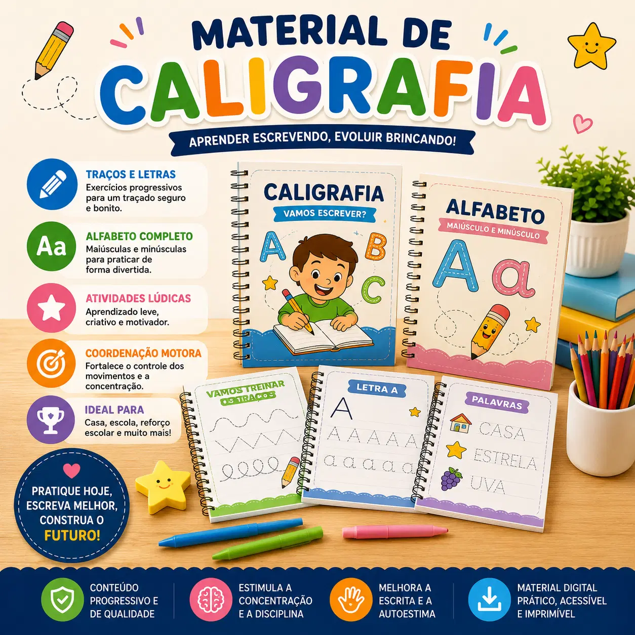 Materia para Crianças - Kit Caligrafia