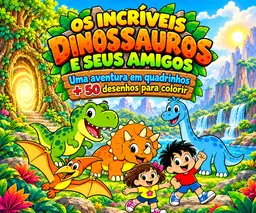 Os Incríveis Dinossauros e Seus Amigos | Gibi + 50 Desenhos para Colorir