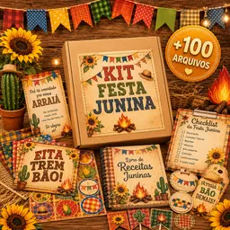 Kit Festa Junina - +100 Arquivos de Decoração